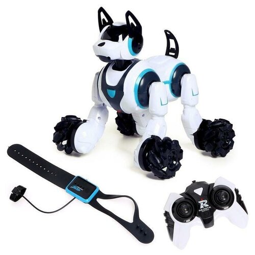 фото Робот-собака "кибер пёс", световые и звуковые эффекты, работает от аккумулятора, цвет белый yandex market