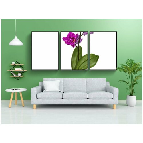 фото Набор модулных постеров для интерьера "орхидея, цветок, фиолетовый" 60x90 см. в тубусе, без рамки lotsprints