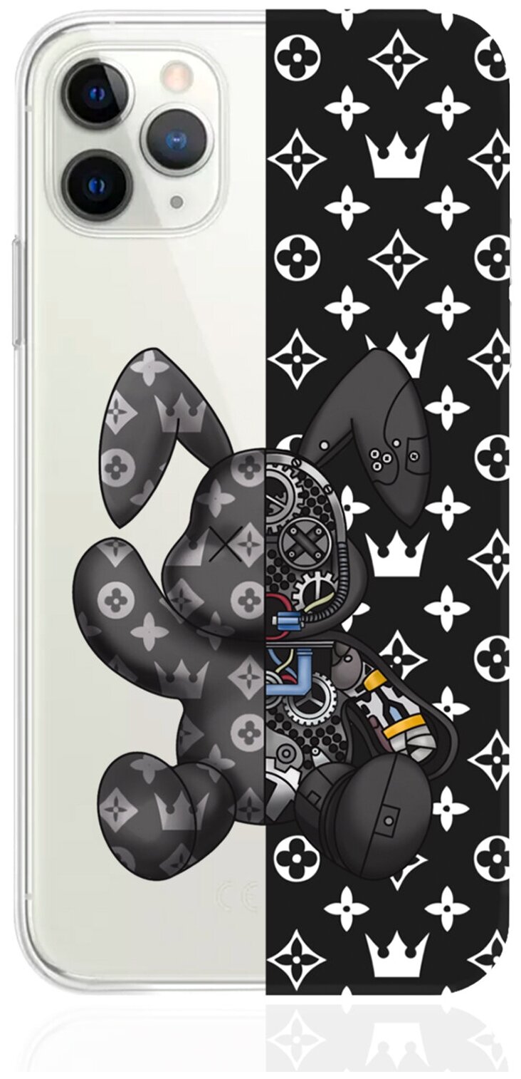 Прозрачный силиконовый чехол MustHaveCase для iPhone 11 Pro Max Bunny Черный для Айфон 11 Про Макс Противоударный