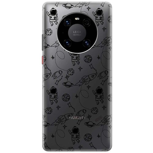фото Ультратонкий силиконовый чехол-накладка transparent для huawei mate 40 pro с 3d принтом "space" gosso