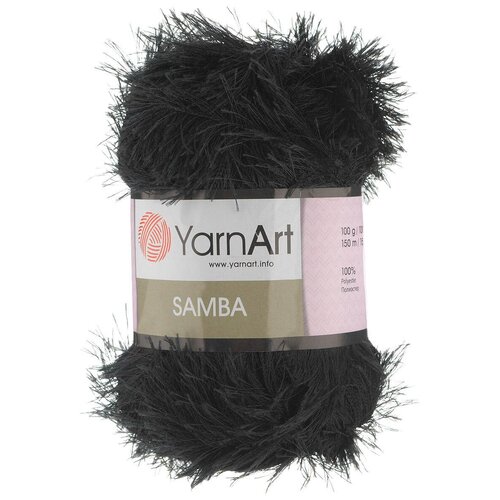Пряжа для вязания YarnArt 'Samba' травка, 100г, 150м (100% полиэстер) (02 чёрный), 5 мотков пряжа византия травка 0086 100% полиэстер 100г 150м