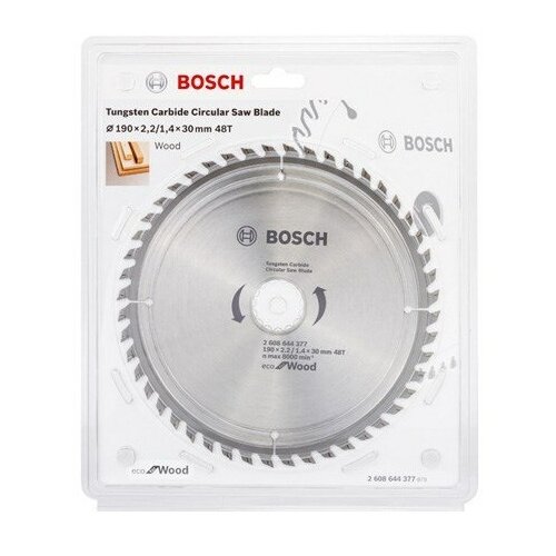 фото Диск пильный 190 х 30 мм, 48 зубьев, bosch eco for wood, 2608644377