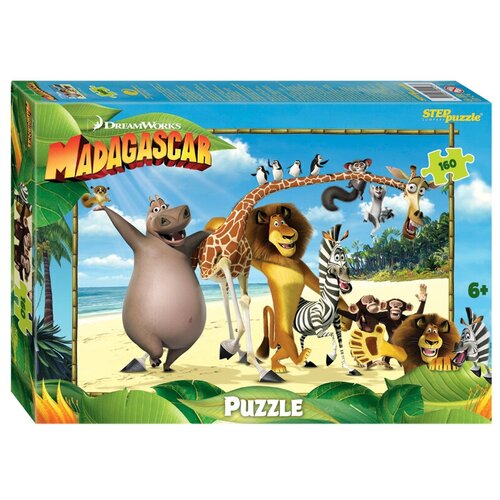 Детский пазл Мадагаскар 3, игра-головоломка паззл для детей, Step Puzzle, 160 деталей мозаики пазл step puzzle dreamworks мадагаскар 3 97074 560 дет разноцветный