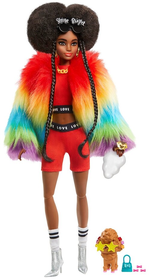 Кукла Barbie Экстра в радужном пальто GVR04 разноцветный