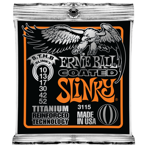 Ernie Ball 3115 струны для эл.гитары Titanium RPS Skinny Top Heavy Bottom Slinky (10-13-17-30-42-52)