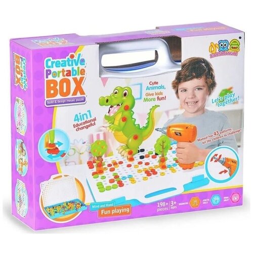 Развивающий конструктор мозаика Creative Pоrtable Box Animals 198 деталей от Xiaoshuanghe