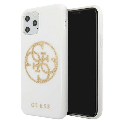 фото Чехол cg mobile guess 4g circle logo hard tpu для iphone 11 pro max, цвет белый/золотой (guhcn65tpuwhglg)