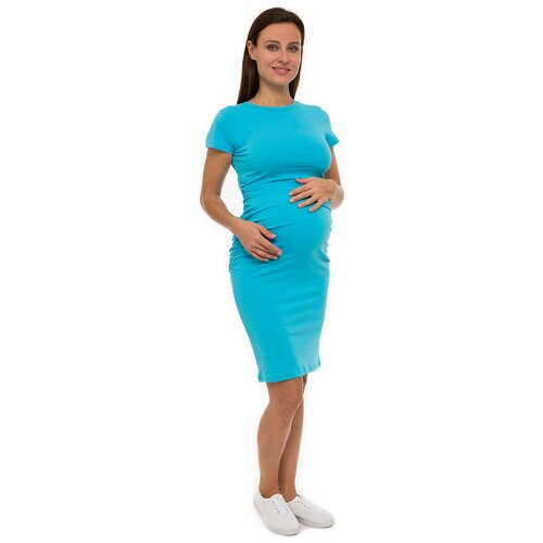 Платье Lunarable для беременных с коротким рукавом лазурный, размер 52(2XL)