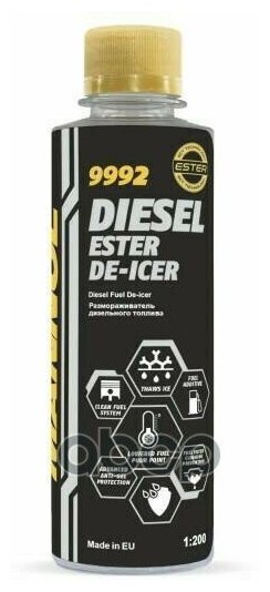 MANNOL 9992 Размораживатель дизельного топлива с антигель-эффектом Diesel Ester De-Icer MANNOL (250мл) 1шт