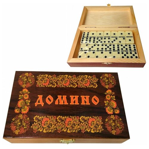 Подарки Домино Русские узоры в деревянной шкатулке