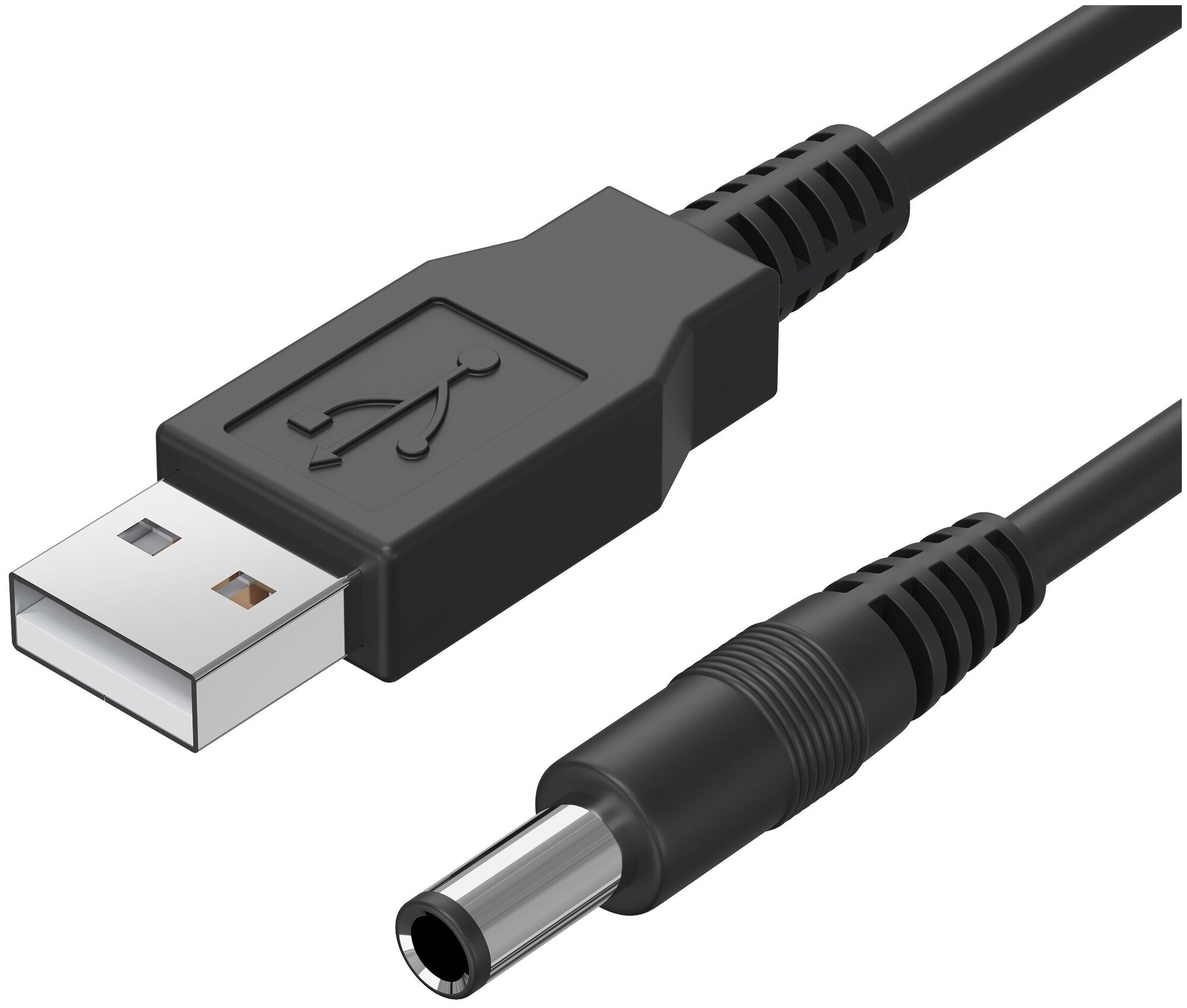 Кабель питания универсальный GSMIN USB 2.0 (M) - DC 5.5 x 2.1 мм (M) (1 м) (Черный)