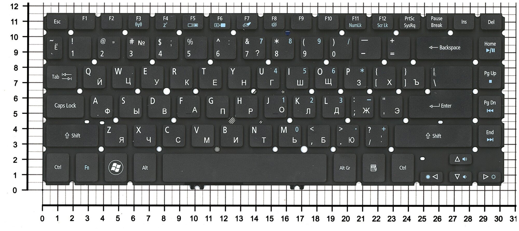 Клавиатура для ноутбука Acer NSK-R2HBW 0R черная без рамки