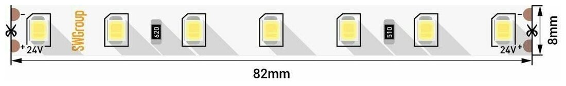 Светодиодная лента "SWG" 8,6 Ватт/метр 84 LED/метр 2835SMD тёплый белый 5M 005850 - фотография № 2