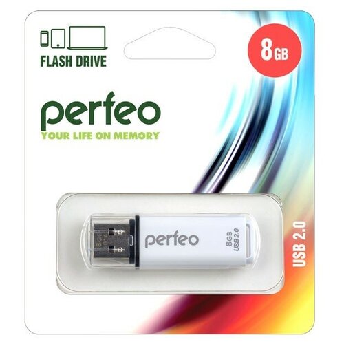 USB Flash PERFEO PF-C13W008 USB 8GB белый BL1 клавиатура классическая стандартная perfeo classic usb чёрная pf 3093 usb