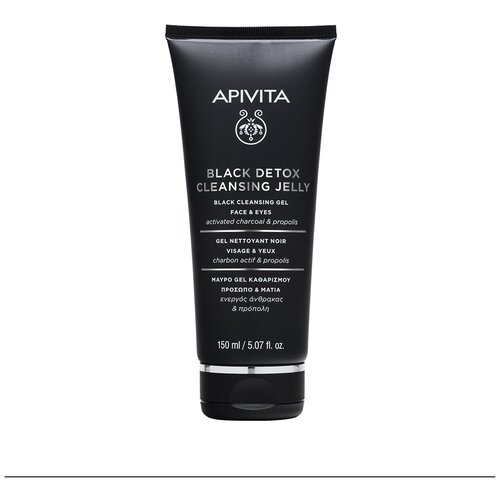 Apivita / Black Detox Cleansing Jelly / Блэк Детокс Гель очищающий для лица и глаз, 150мл apivita очищающий гель блэк детокс для лица и глаз 150 мл apivita cleansing