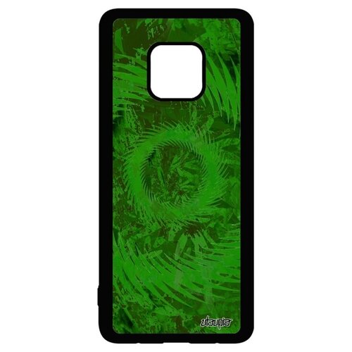 фото Необычный чехол для смартфона // huawei mate 20 pro // "мандала спираль" стиль кольцо, utaupia, зеленый