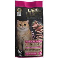 LEO&LUCY cухой холистик корм для взрослых кошек мясное ассорти для стерилизованных 1,5кг