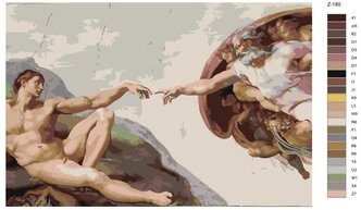 Картина по номерам Z-180 Фреска Микеланджело Сотворение Адама 40х60