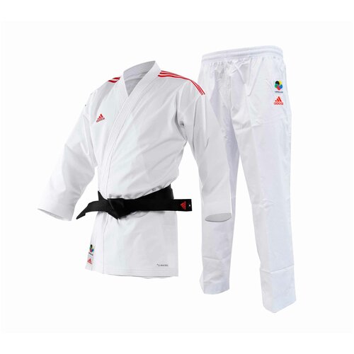 Кимоно для карате AdiLight WKF белое с красными полосками (размер 170 см)