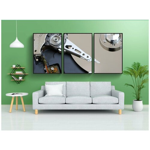 фото Модульный постер "жесткий диск, привод жесткого диска, вторичная память" 180x90 см. из 3х частей в тубусе, без рамки lotsprints