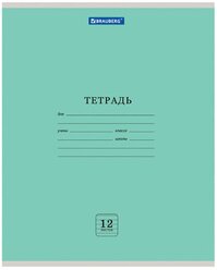 Тетрадь 12 л. BRAUBERG "ЭКО", линия, обложка плотная мелованная бумага, зеленая пастельная, 105673 - 10 шт.