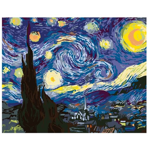 Картина по номерам, Живопись по номерам, 60 x 75, AYAY-17052020, Ван Гог, картина, Звёздная ночь, звёзды картина по номерам живопись по номерам 48 x 60 arth ah323 пейзаж винсент ван гог ночь картина звёзды звёздная ночь известный художник