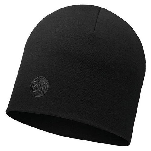 фото Теплая шерстяная шапка buff solid black