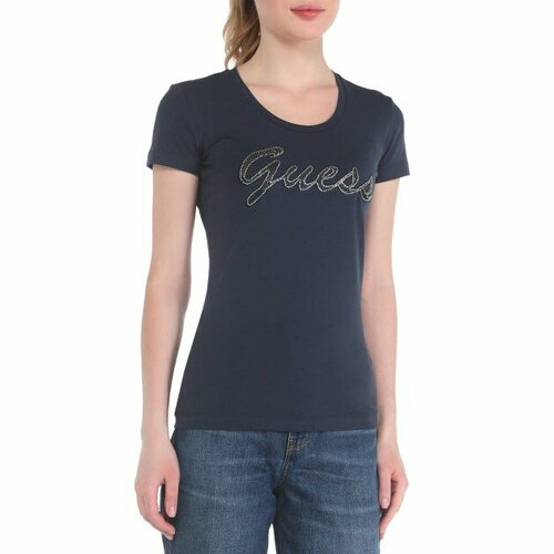 Футболка GUESS, размер S, темно-синий футболка 520139 82 train fav heather cat ss tee серый s