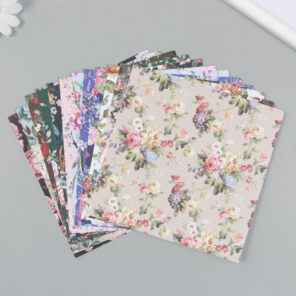 Набор бумаги для скрапбукинга 12 листов 12 дизайнов "Летнее цветение" 160 гр 15.2х15.2 см