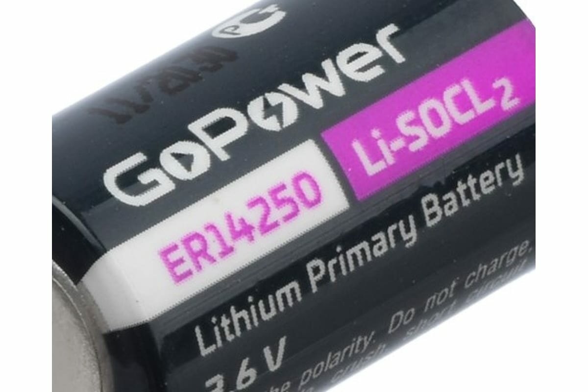 Батарейка GoPower 14250 1/2AA PC1 Li-SOCl2 3.6V с выводами (1/10/500) Батарейка GoPower 14250 1/2AA (00-00015330) - фото №10