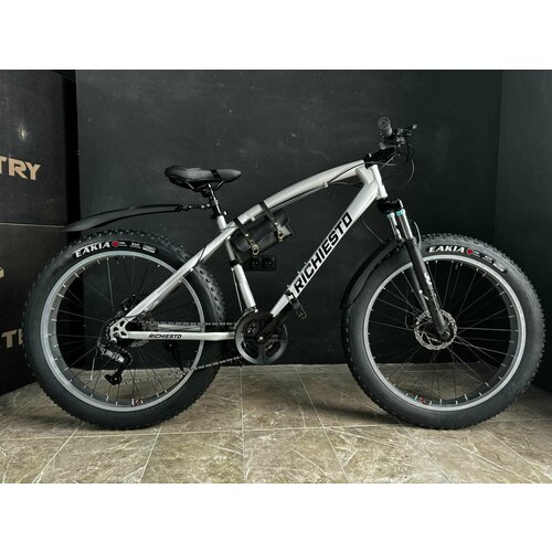 Велосипед горный Фэтбайк Fatbike Richiesto 26 На спицах Взрослый Подростковый Рама 21 серый 32100₽