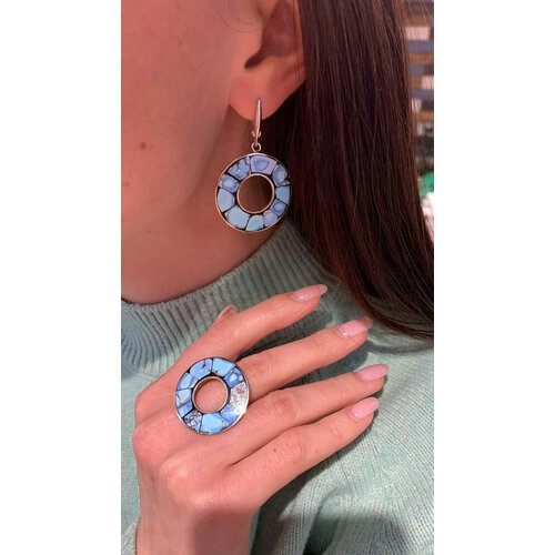 Серьги с подвесками True Stones, бирюза, голубой