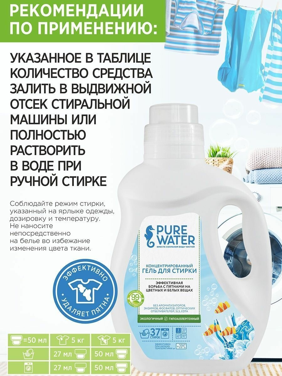 Концентрированный гель для стирки PURE Water 480 мл - фото №8