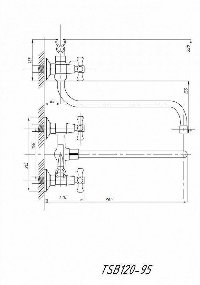 Смеситель для ванны с душем TSARSBERG TSB-120-95 тип См-ВУДРНШлА - фото №11