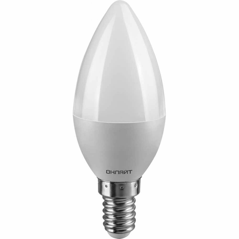 Лампа светодиодная онлайт 61127, E14, C37, 6 Вт, 6500 К