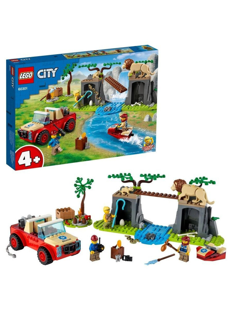 Конструктор LEGO City Stuntz 60301 Спасательный внедорожник для зверей, 157 дет.