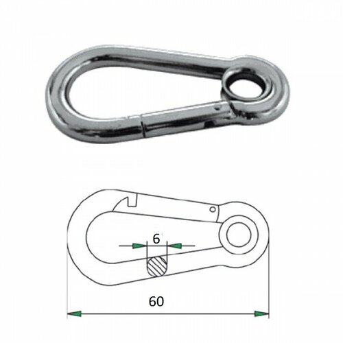 Гак-карабин с проушиной 6х60мм