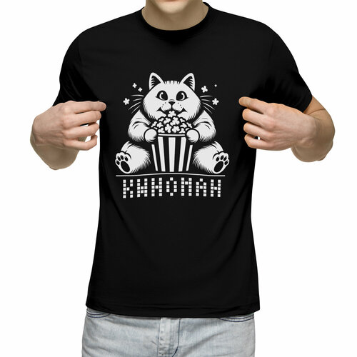 Футболка Us Basic, размер S, черный мужская футболка кот киноман с попкорном l темно синий