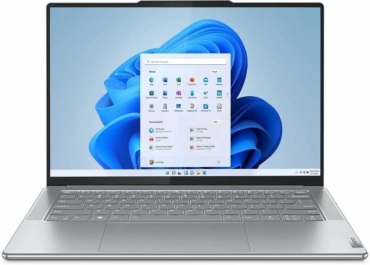 Ультрабук Lenovo Yoga Slim 7 14APU8 83AA000KRK, 14.5", 2023, OLED, AMD Ryzen 7 7840S 3.8ГГц, 8-ядерный, 16ГБ LPDDR5x, 512ГБ SSD, AMD Radeon 780M, Windows 11 Home, светло-серый