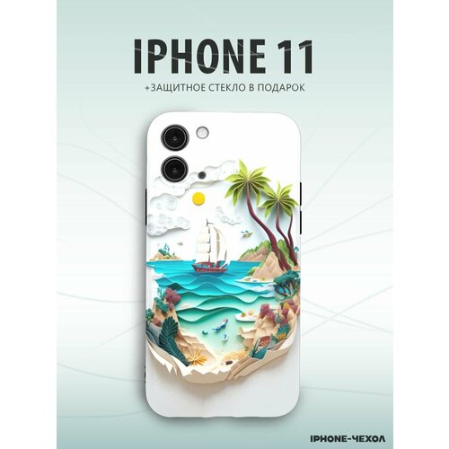 Чехол Iphone 11 море пальмы корабль