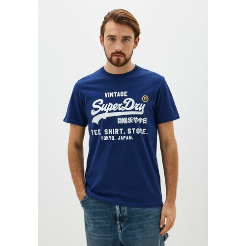 Футболка Superdry VINTAGE VL STORE CLASSIC TEE, размер 2XL, синий, белый