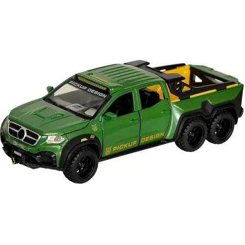 1 28 x class 6 6 wheel alloy x pickup car model diecasts Модель машины Mercedes-Benz X-class EXY 6x6 1:28 21см свет, звук, зеленый Инерционный механизм 37647