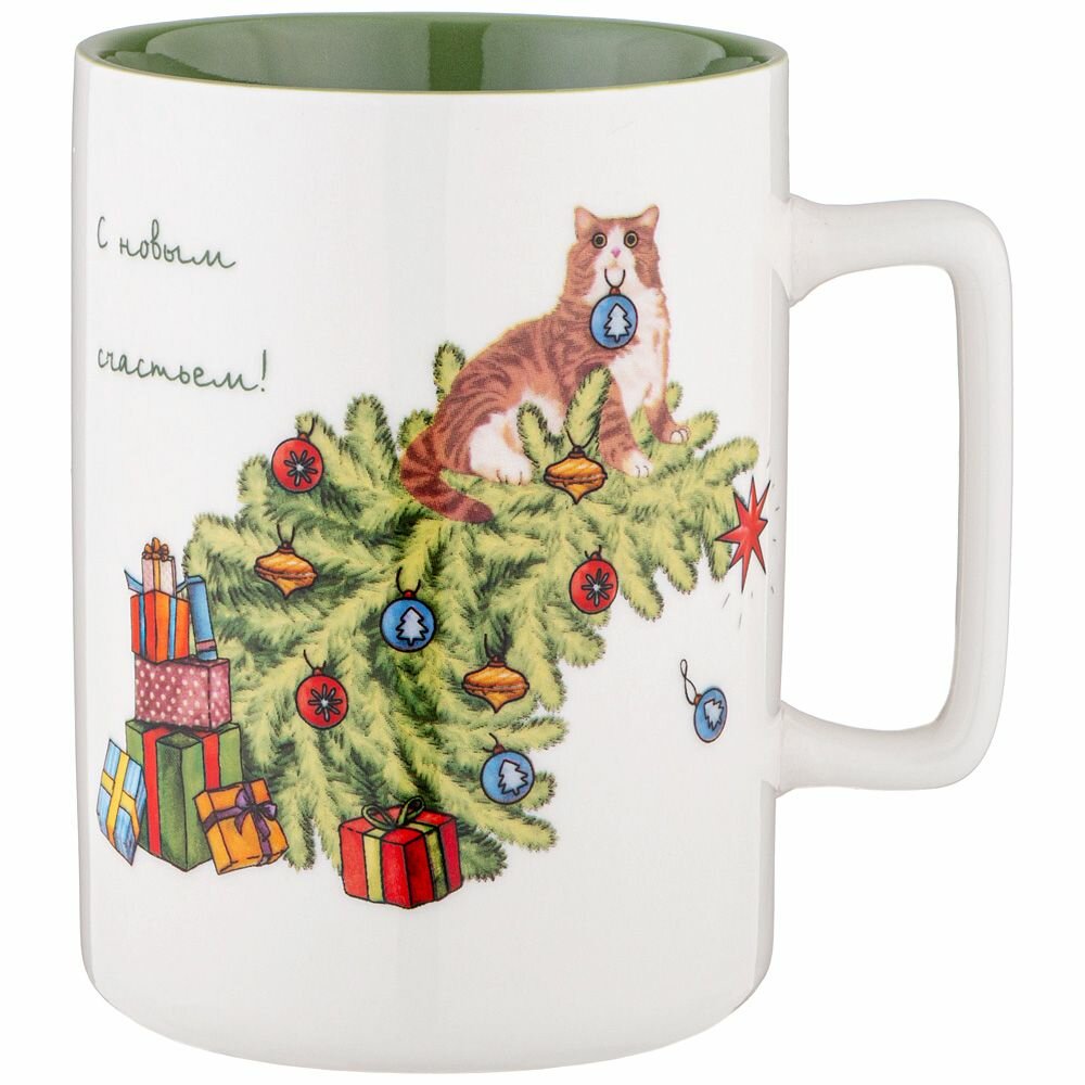 Кружка Lefard "С Новым Счастьем!", 400 мл, фарфоровая, для чая и кофе, новогодняя — фото 1