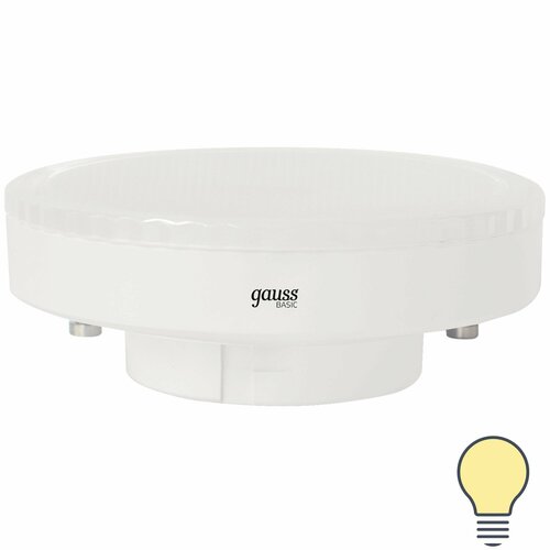 фото Лампа светодиодная gauss gx53 170-240 в 8.5 вт круг матовая 750 лм теплый белый свет