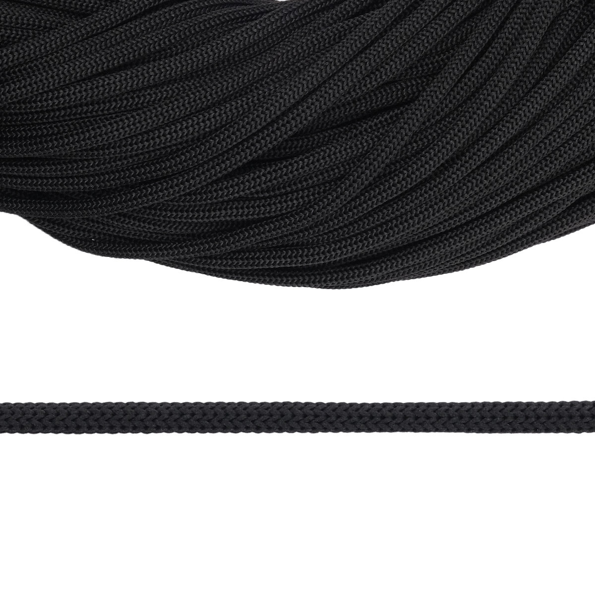 Шнур для рукоделия плетеный 4 мм*200 м, черный, Лента, 60374 — фото 1