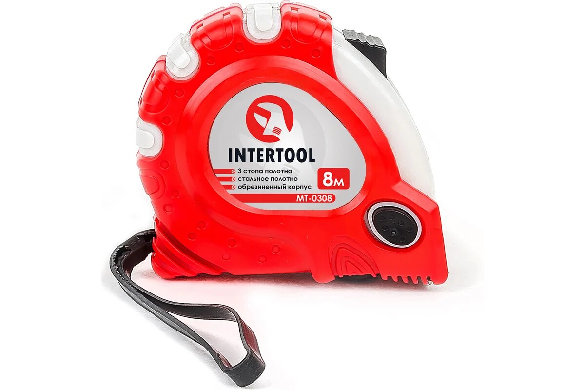 Рулетка с фиксатором INTERTOOL Супер Магнит blister 8 м х 25 мм MT-0308