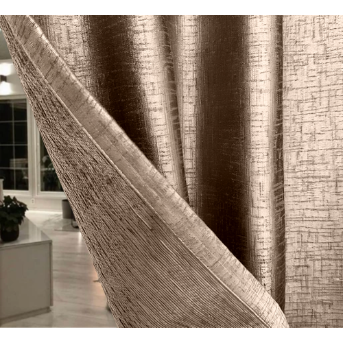 Комплект штор блэкаут, 150х270, на шторной ленте, цвет бежевый, 2 штуки