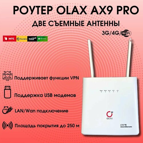 WiFi-роутер OLAX AX9 PRO 4G 3G LTE Cat4 белый 4990₽