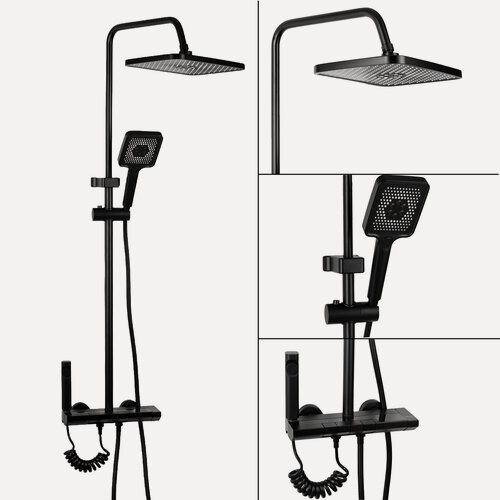 Изображение товара Душевая стойка со смесителем с тропическим душем с лейкой, Dikalan, алюминий; abs-пластик