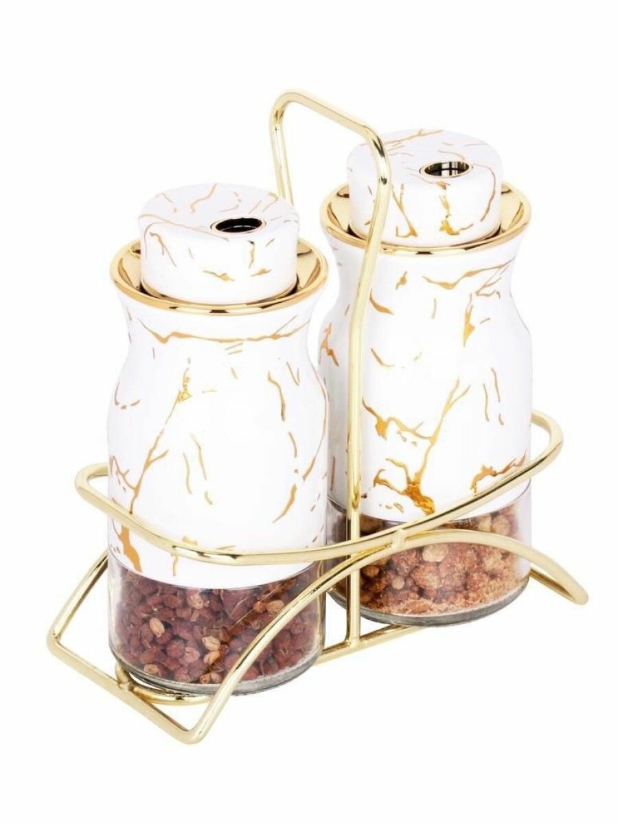 Набор баночек для соли и перца на подставке 2в1 — фото 1